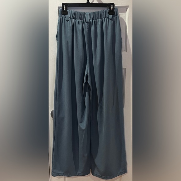 Halara High Waisted Pocket Wide Leg Waffle Work Pants Size S Blue - Picture 4 of 9